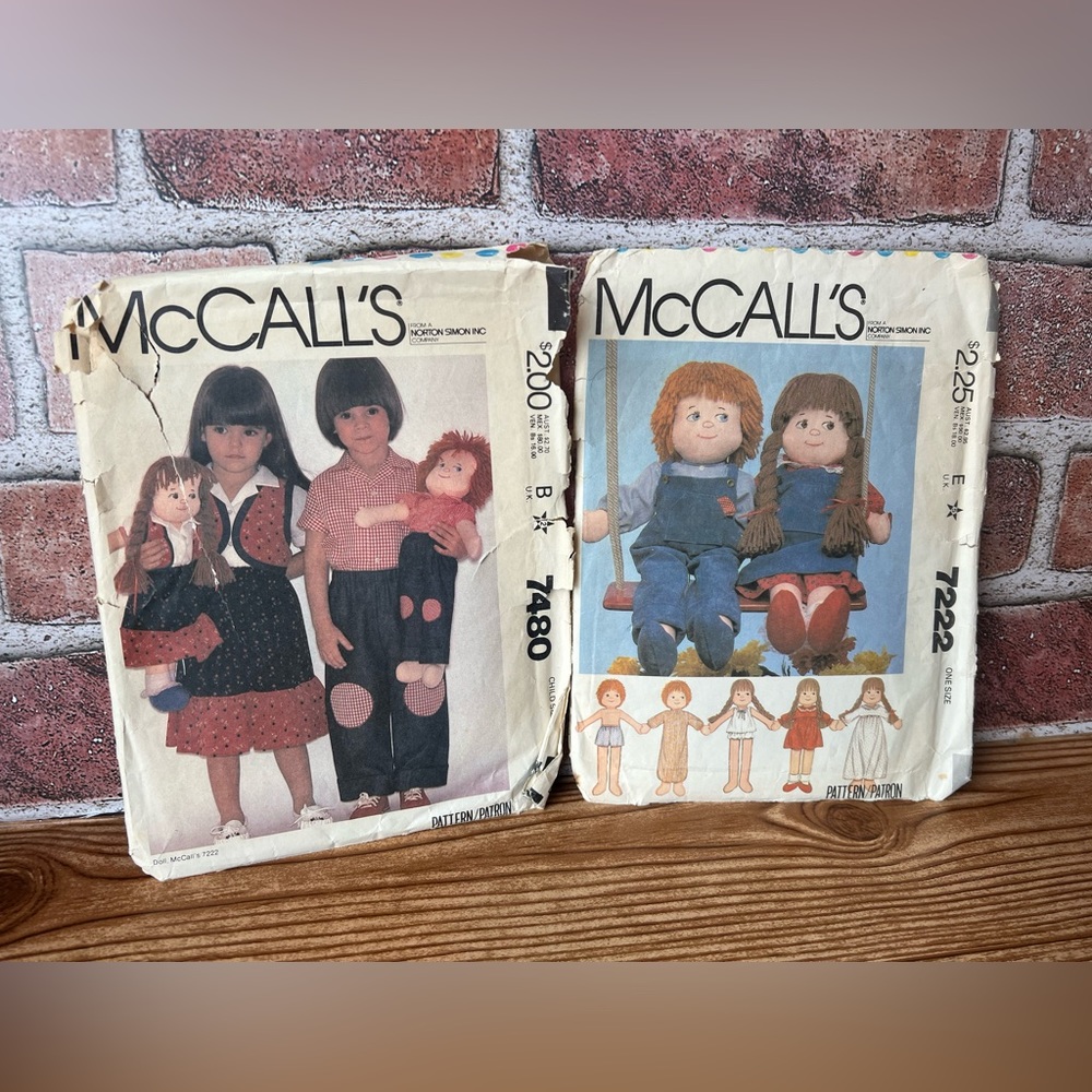 Vintage McCall’s Doll Patterns 7222 and 7480 (1980 & 1981)